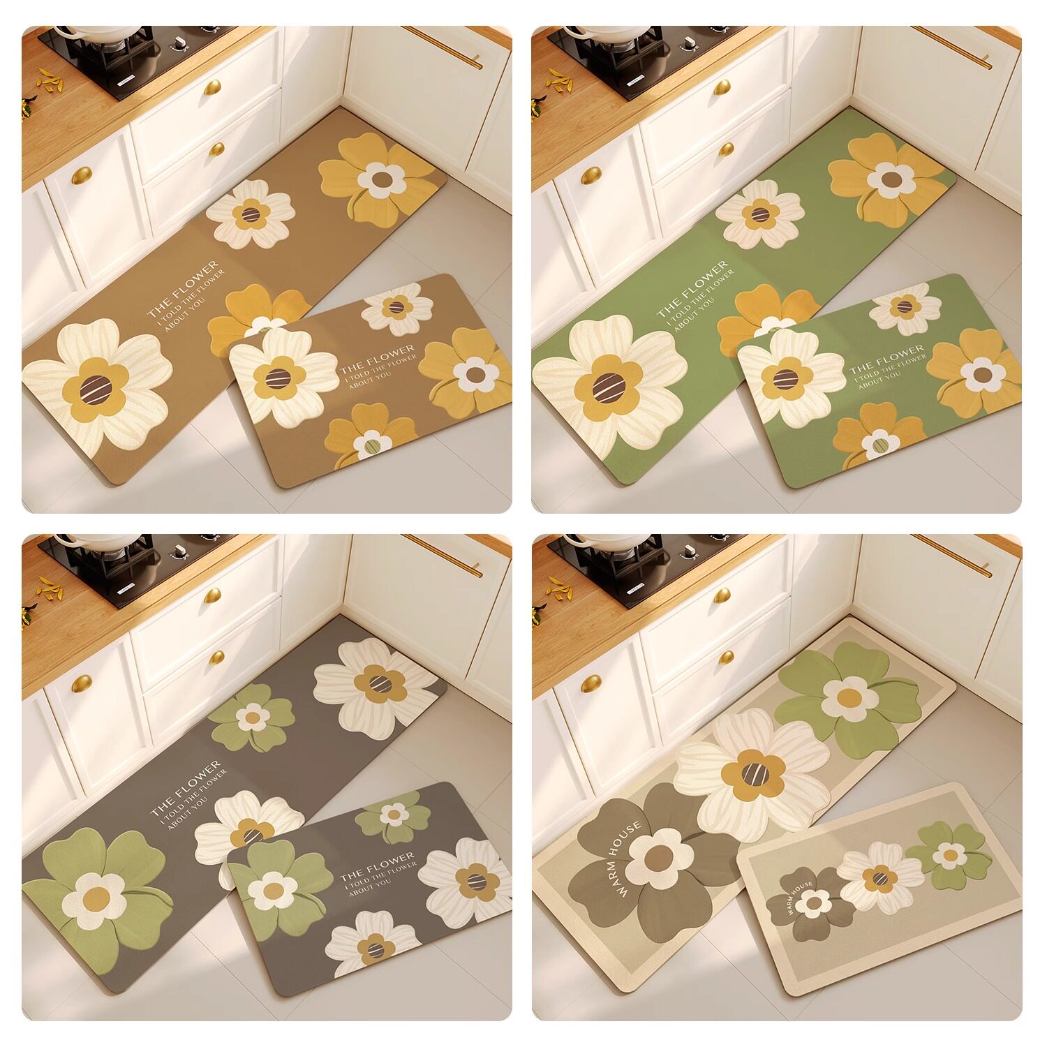 Anti-slip, anti-oil, wipeable and washable kitchen floor mat