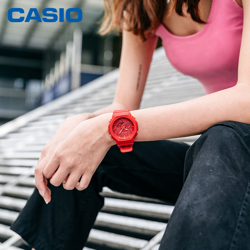 CASIO卡西欧G-SHOCK红色运动防水电子手表潮流男女GA-2100/800-4A