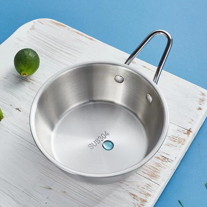 304不锈钢碗韩式金色米酒碗带把手小吃碗韩餐料理店泡面碗调料碗