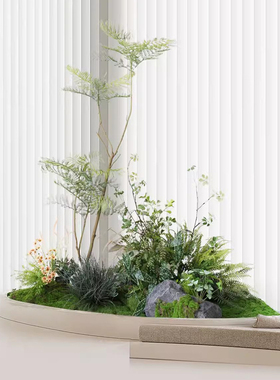 仿真大树盆栽造景楼梯下玄关苔藓假石头景观庭院角落地绿植装饰树