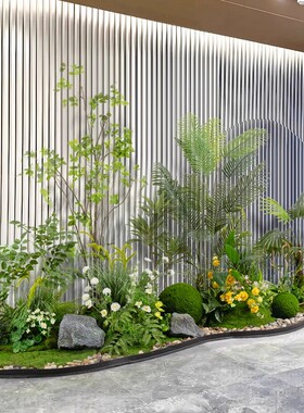 楼梯下造景假绿植装饰仿真花草室内玄关景观过道植物假树仿生园景