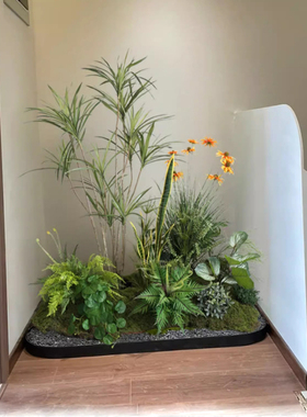 室内假植物景观过道阳台办公室仿生花草盆景庭院角落苔藓绿植造景