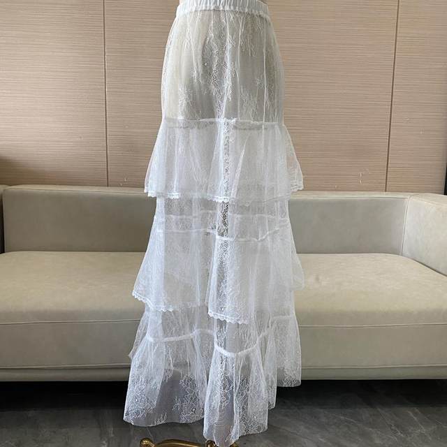 Designer see-through lace cake maxi dress