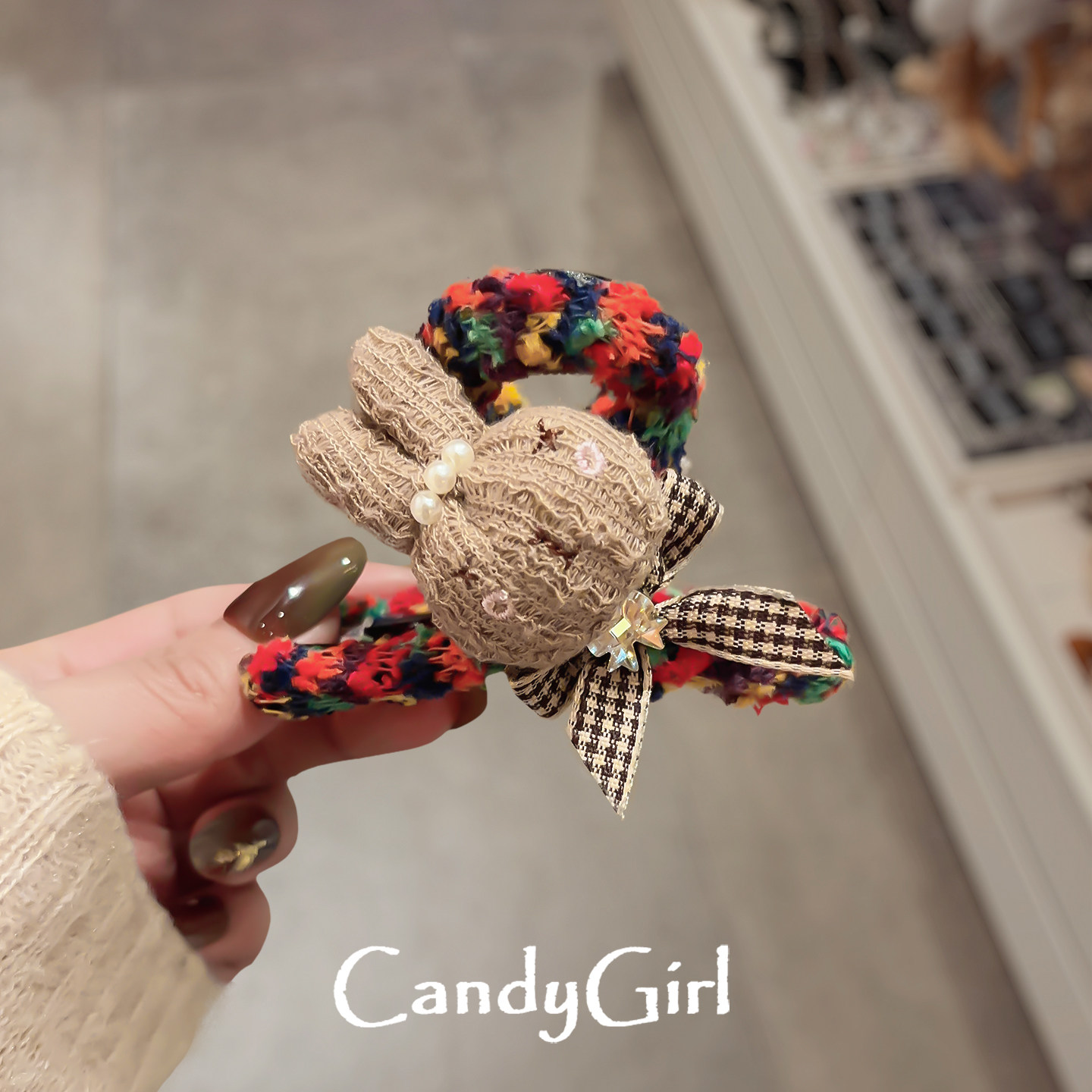 手工毛线小兔爱心抓夹女可爱编织创意发夹后脑勺发量少半扎鲨鱼夹,淘宝优惠券,粉丝福利购,淘宝优惠卷