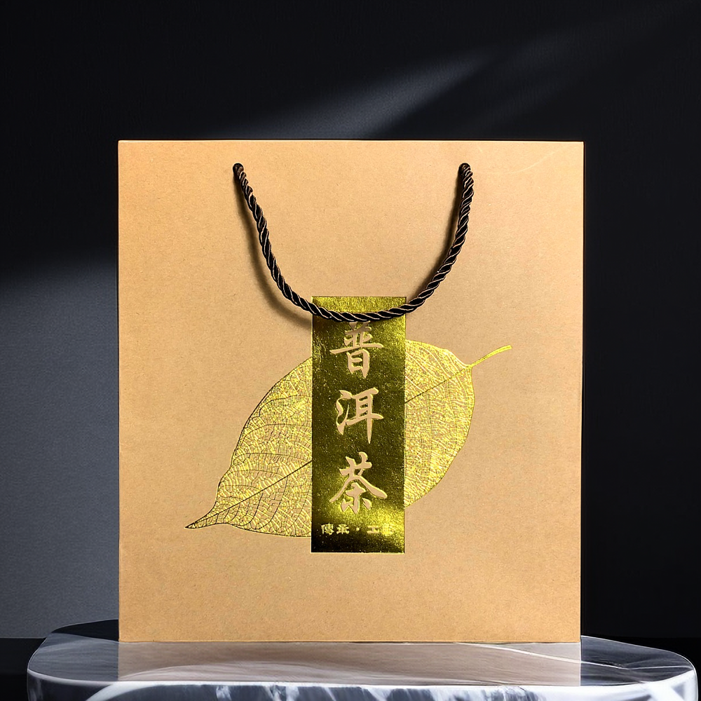 普洱茶手提袋牛皮纸357g茶饼通用包装袋福鼎白茶手拎袋茶叶礼品袋,淘宝优惠券,粉丝福利购,淘宝优惠卷