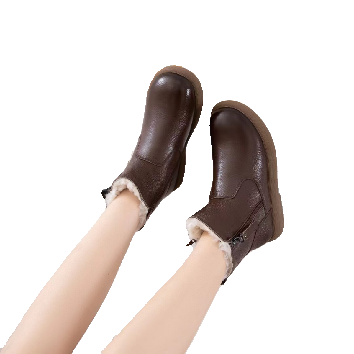 真皮羊毛皮毛一体棉鞋雪地靴平底牛皮软保暖鞋女软底防滑冬软牛皮,淘宝优惠券,粉丝福利购,淘宝优惠卷