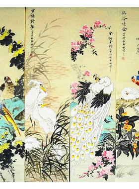韩梅手绘工笔花鸟走兽山水原稿真迹客厅办公室书画收藏礼品装饰
