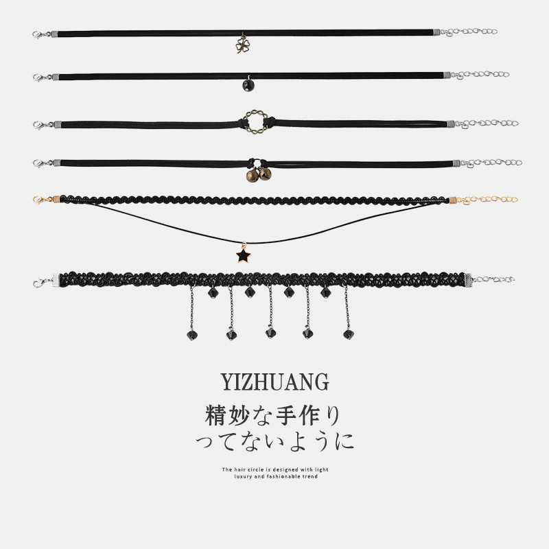 黑色项圈女颈带脖链锁骨链choker脖子饰品项链颈链2023年新款夏-图2