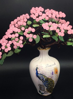 鸟语花香粉果迎客松招财树（果实料子加厚）摆件 孔雀开屏！