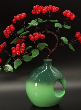 新款红果硕果累累迎客松招财树！花开富贵！招财进宝！镇宅