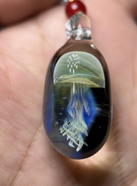 琉璃项链吊坠水晶水母海洋生物耳坠饰品女生礼物夏季夜市摆摊精灵