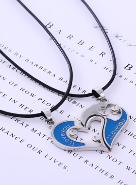 男士钛钢情侣项链礼物心形吊坠