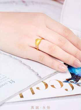 凯蒂猫开口时尚欧币戒指3D沙金