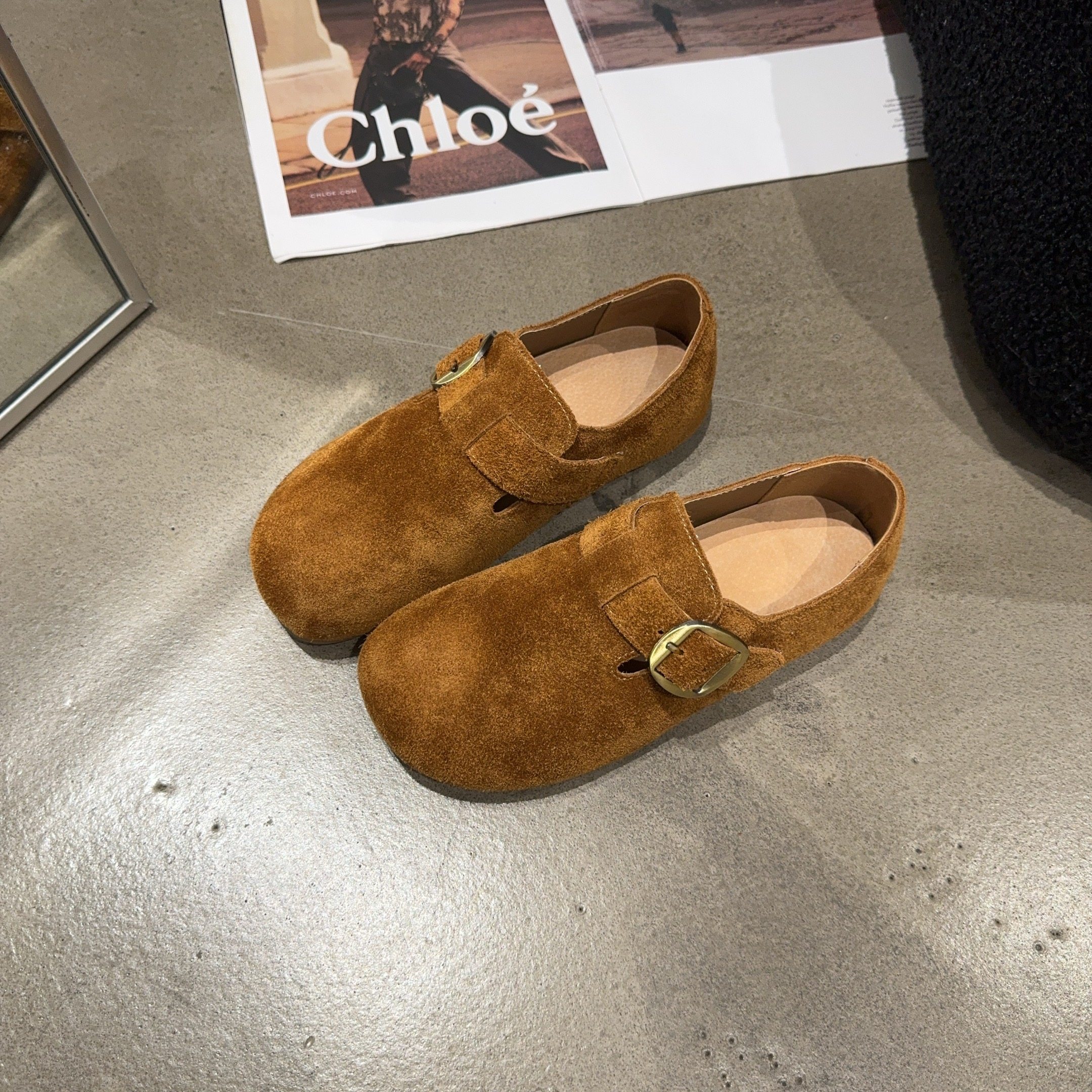 9217-2乐乐家秋季新品女真皮平底魔术贴一字带勃肯鞋软底舒适休闲,淘宝优惠券,粉丝福利购,淘宝优惠卷