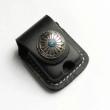 Зажигалка, кожаный бирюзовый чехол ручной работы, воловья кожа, из натуральной кожи