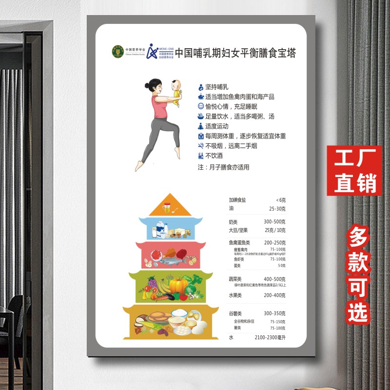 新版中国居民儿童平衡膳食指南宝塔挂画海报孕期蔬菜食物搭配图表 - 图3
