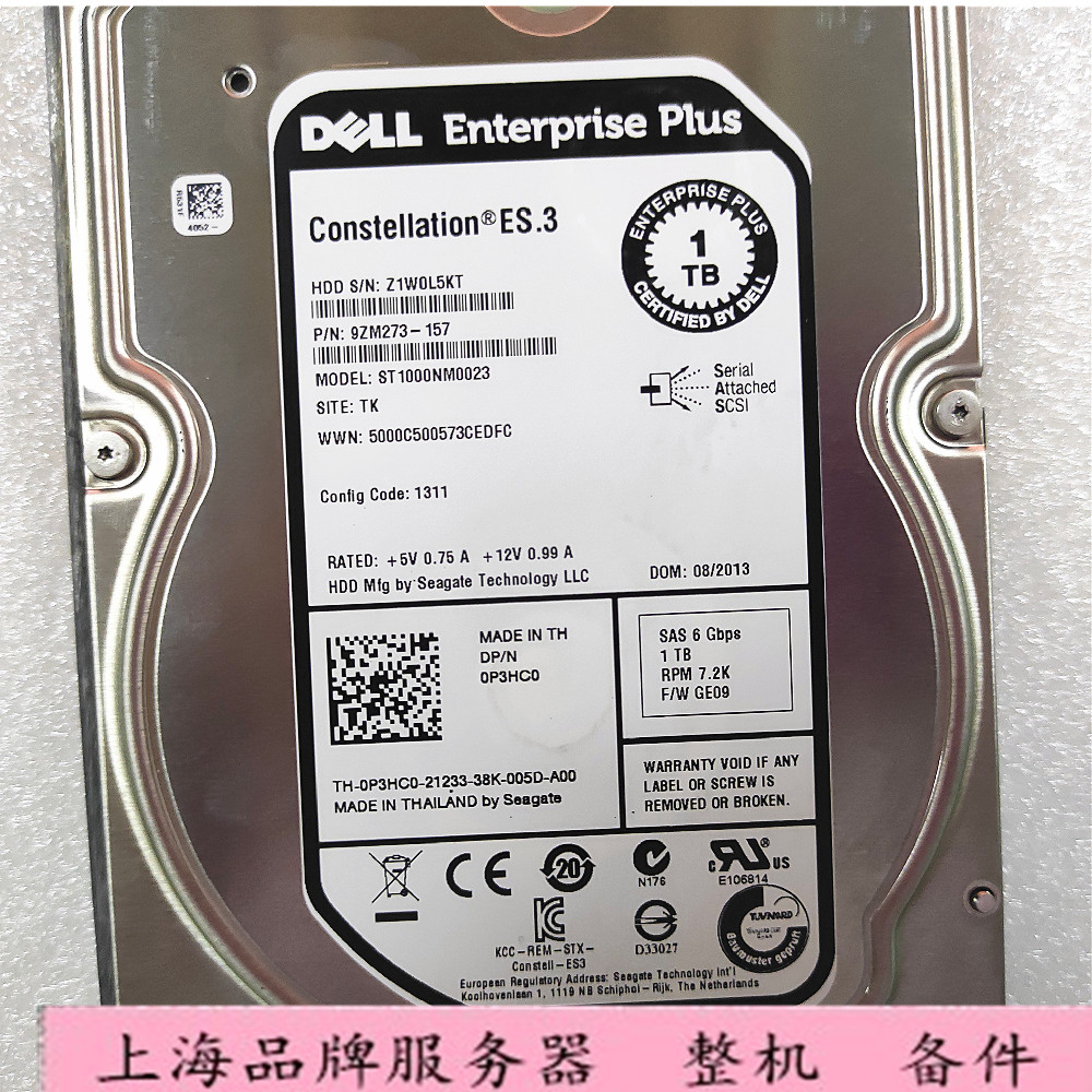 DELL PS4100 PS6100 P3HC0 1T SAS 3.5寸 ST1000NM0023 存储硬盘 - 图0