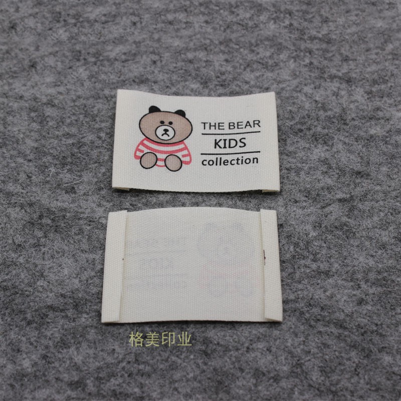 童装纯棉布标彩色印标韩国百搭儿童服装宝宝领标卡通手工标签定制 - 图1