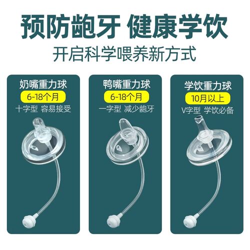 适配bebebus奶瓶配件奶嘴重力球直饮吸管鸭嘴钻光铂晶金学饮水杯 - 图0