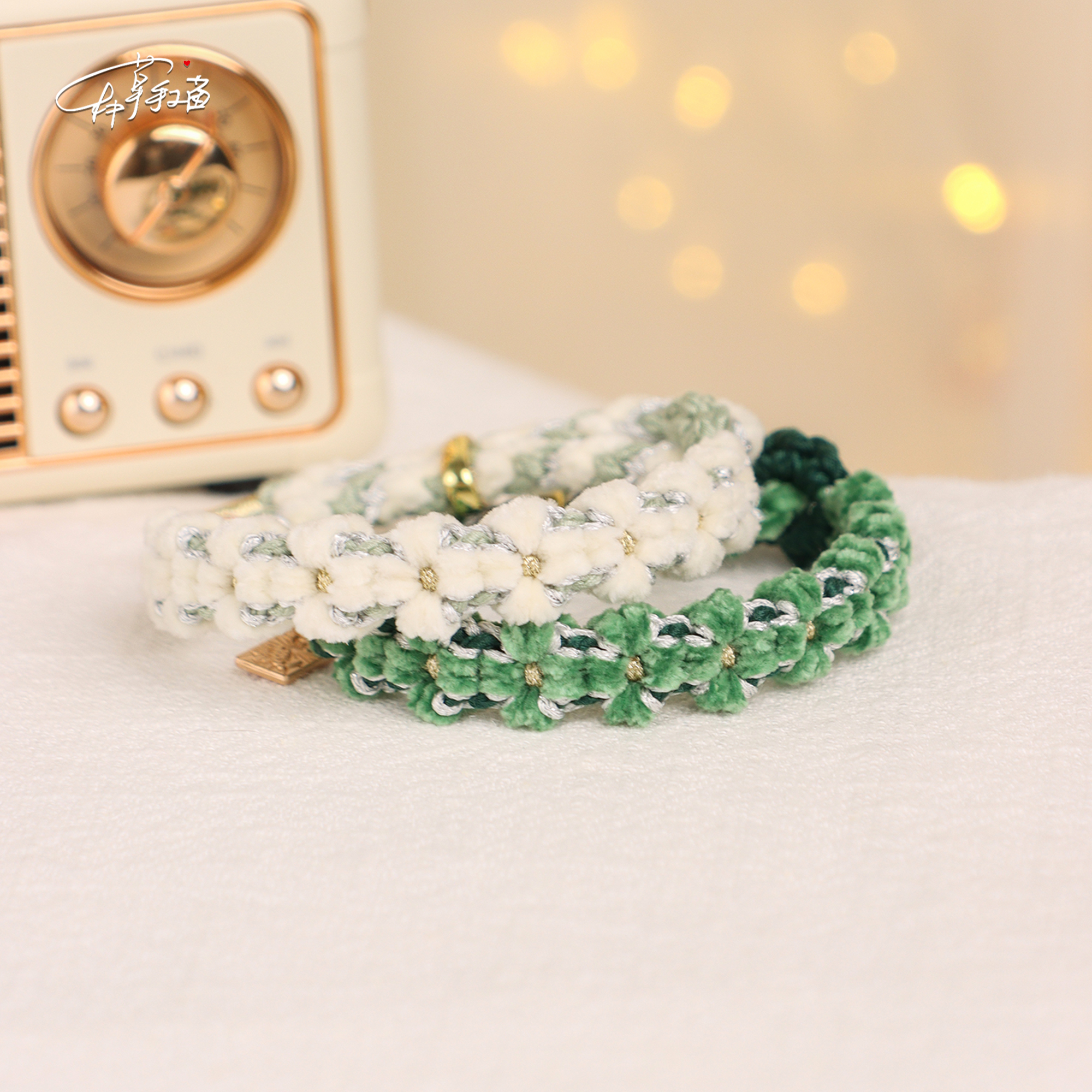 岁寒常翠+一叶莲|原创毛绒绒绿色治愈编绳手链小清新DIY手作材料 - 图1