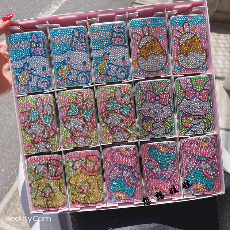 现货日本三丽鸥亮钻带钻亮闪闪水钻糖果盒糖盒便携棉签牙线收纳盒,淘宝优惠券,粉丝福利购,淘宝优惠卷