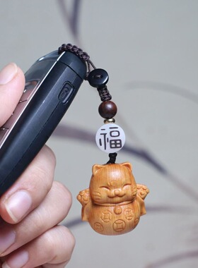 崖柏木雕可爱简约傲娇猫招财小猫