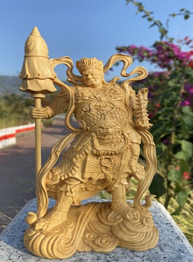 小叶黄杨木雕四大天王金刚摆件