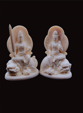 描金文殊普贤菩萨居家生肖工艺品