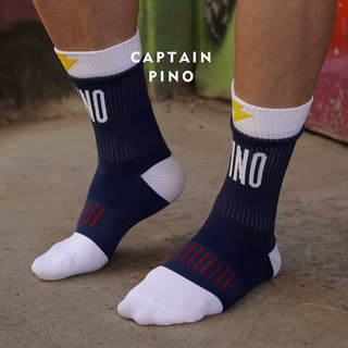 FantaPino 3 pairs of blue and gray lightning mesh breathable mid-calf sports socks