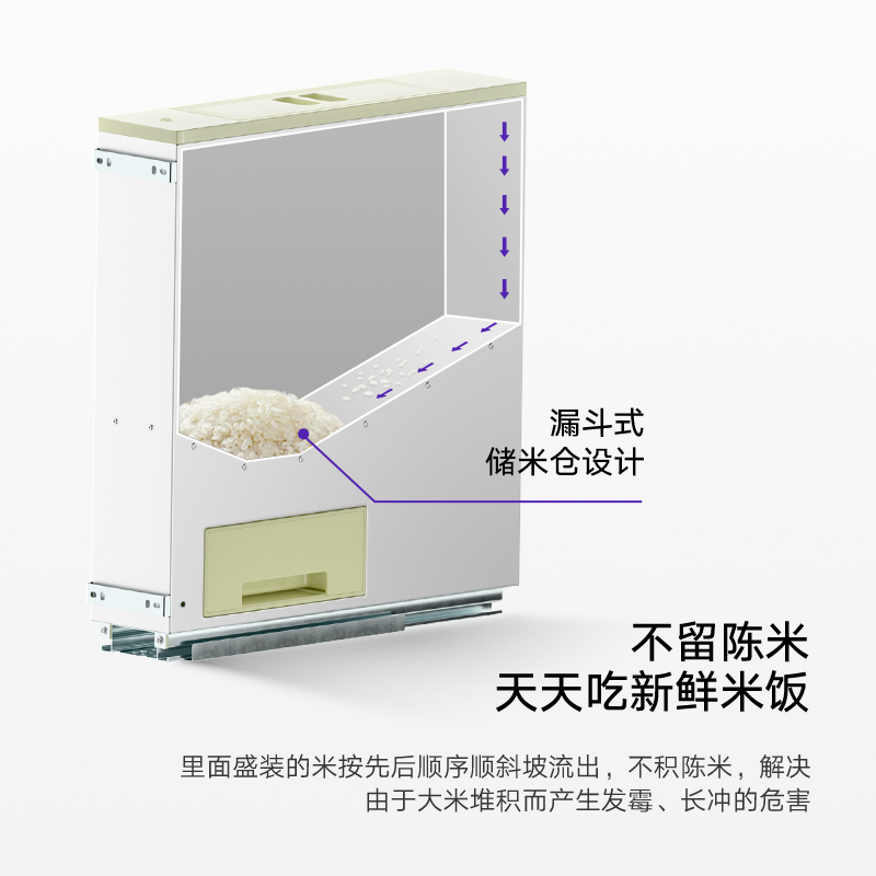 米箱拉篮嵌入式橱柜内置304不锈钢米柜厨房米桶储米箱自动出米 - 图1