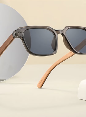方形框男潮木镜腿偏光太阳镜防晒