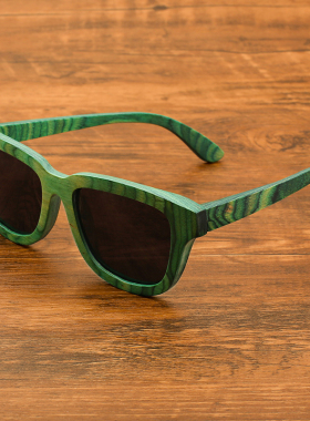 孔雀木男女大框绿色框偏光太阳镜
