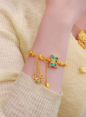 古法烧蓝珐琅镂空双面蝴蝶蜻蜓手链女国风繁花似锦手串设计感