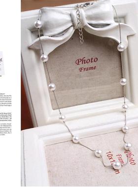 韩国长款山茶花珍珠毛衣链项链衣服百搭女款配饰品挂件挂坠挂饰