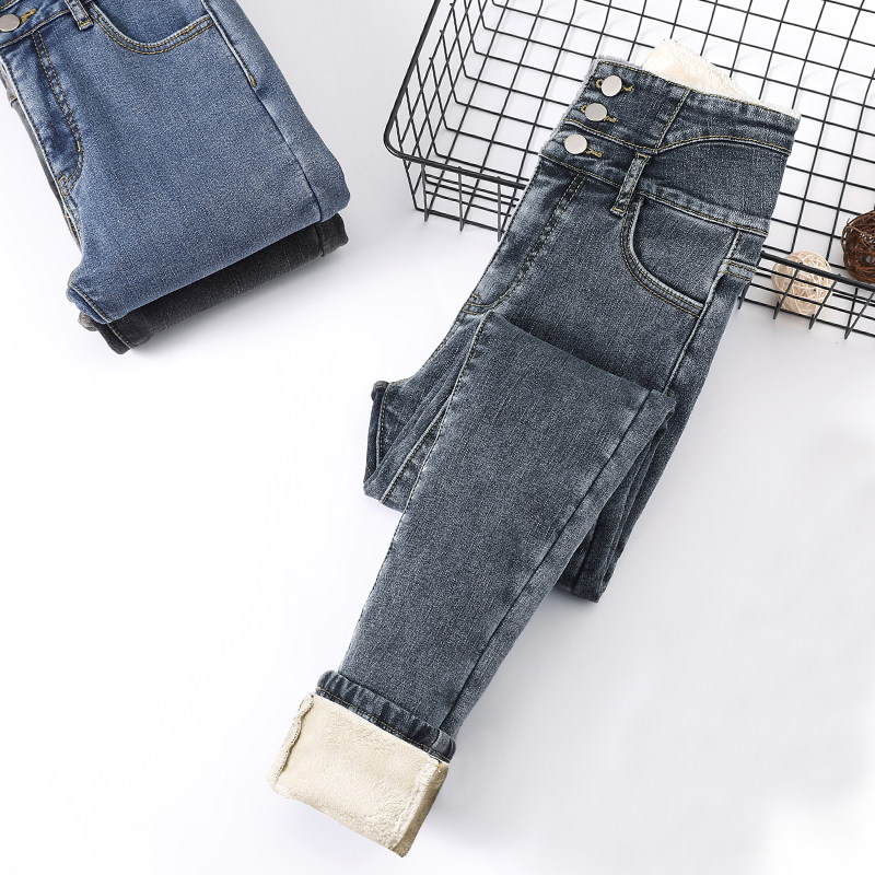 加绒加厚2021年新款潮高腰铅笔裤子 慕汀服饰牛仔裤