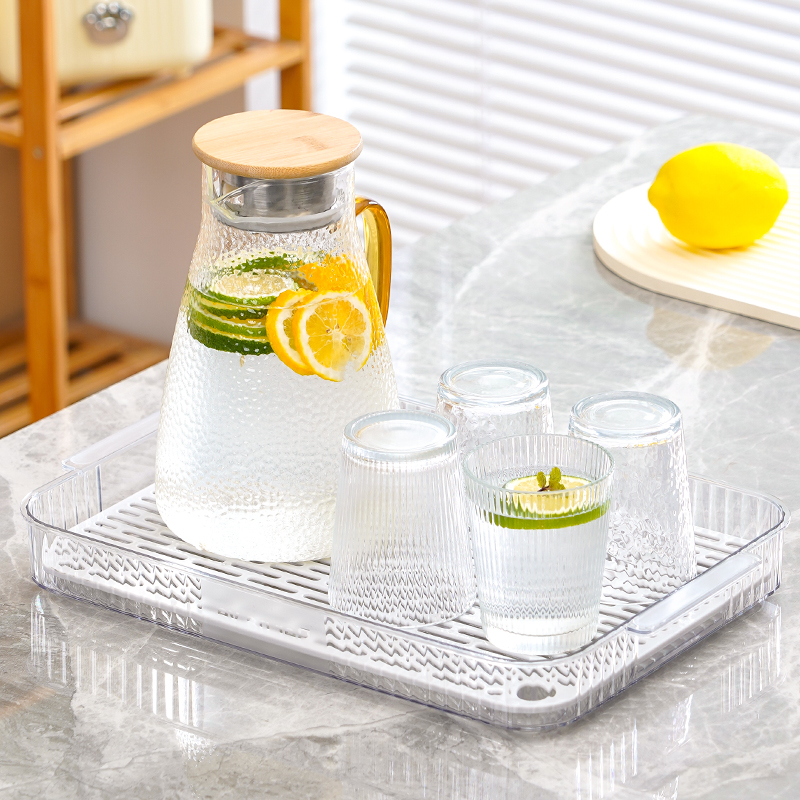 双层杯架加厚透明托盘家用茶杯子沥水置物架杯子碗筷茶盘收纳架子 - 图3