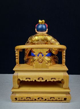 五府王爷三王吴孝宽木雕神像材料桧木托椅漆线安金罩大漆家居装饰