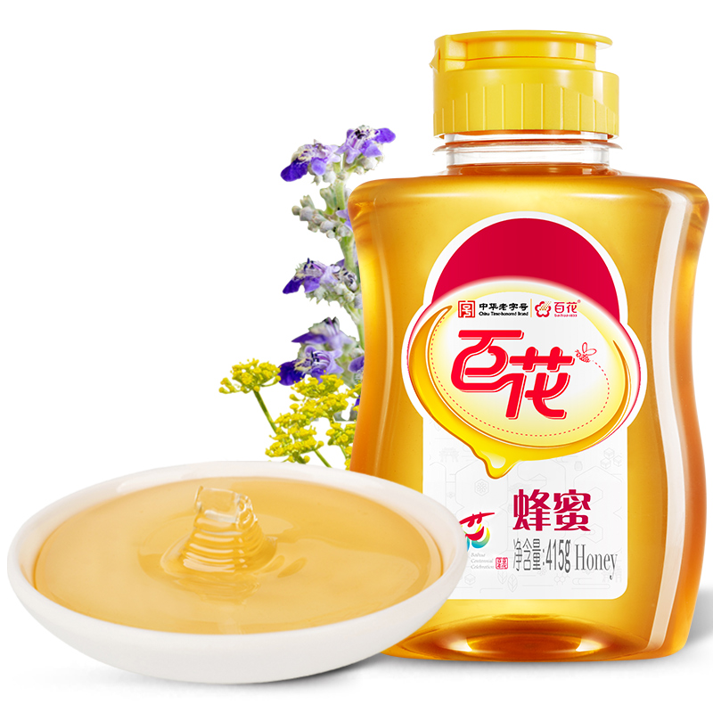 中华老字号百花蜂蜜纯正蜂蜜天然蜂蜜峰蜜挤压瓶口瓶装-图3