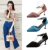 Baotou sandal nữ với xuân hè 2019 cô gái mới kim cương hoang dã khóa chữ stiletto mèo với giày thời trang - Sandal Sandal