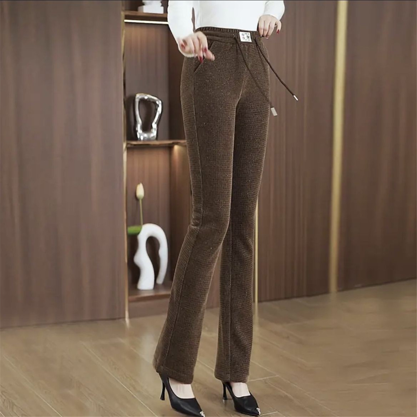 深圳南油女装加绒加厚星空微喇裤冬季时尚休闲高腰喇叭裤休闲裤子,淘宝优惠券,粉丝福利购,淘宝优惠卷