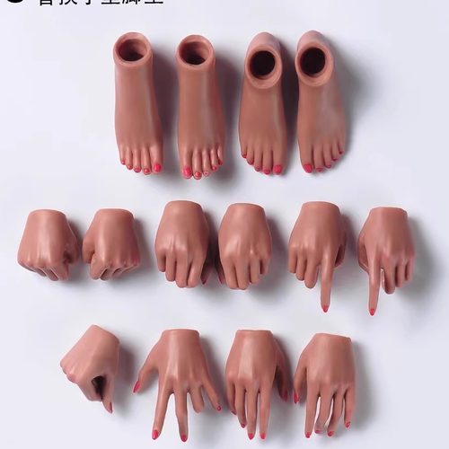 现货 1/6女兵人可动包胶素体兰花指比心握枪握剑可替换精妆手型包 - 图2
