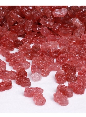 天然草莓晶貔貅diy水晶饰品配件材料手工吊坠挂件原石包邮