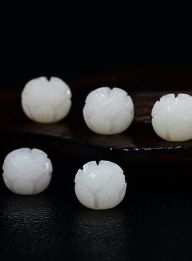 白菩提根雕莲花散珠佛珠手链手串配件DIY手工编织配饰文玩配件