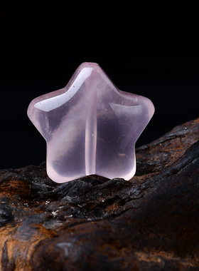 天然粉水晶五角星星雕刻件手工diy手链项链吊坠耳环配饰配件