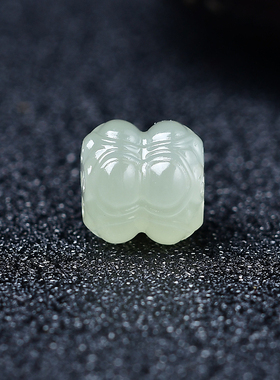 天然和田玉并蒂莲碧玉白玉手串配珠顶珠莲花散珠diy吊坠文玩配饰