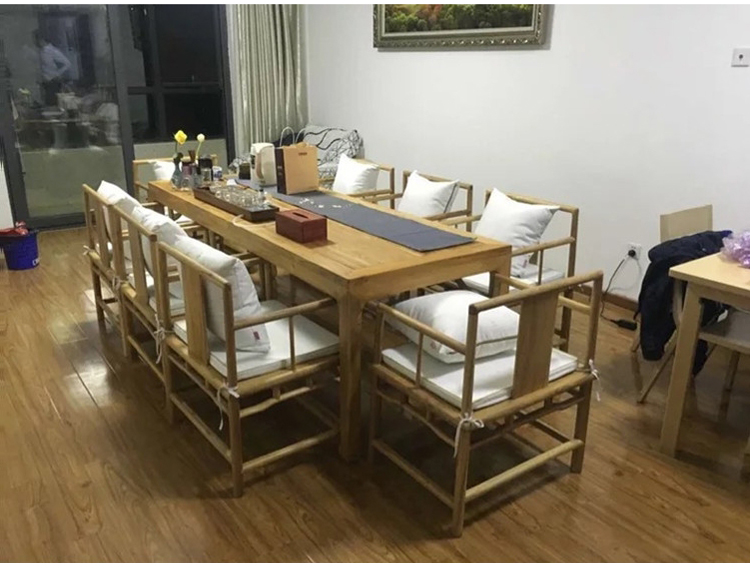 新中式茶桌椅组合套装 现代中式茶桌椅组合新中式茶桌原木色免漆 - 图2