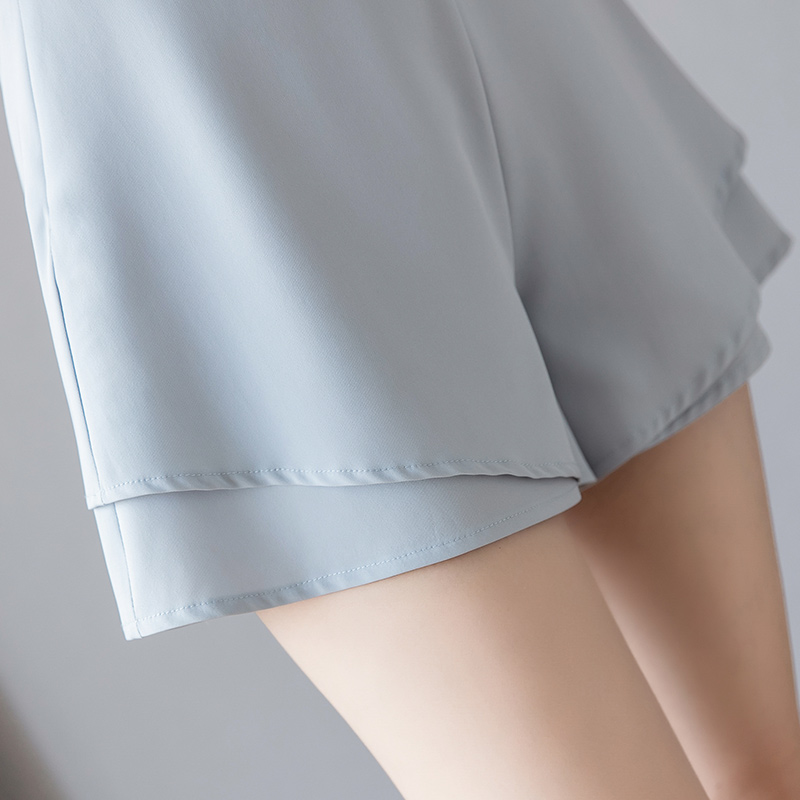 2021夏季新款韩版高腰雪纺阔腿短裤 离题服饰休闲裤