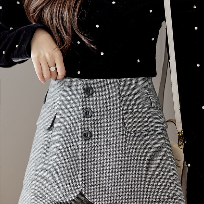 秋冬a字外穿新款高腰休闲毛呢短裤 离题服饰休闲裤