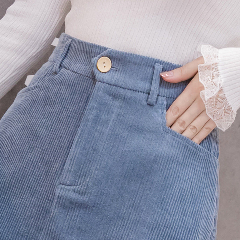 2021新款复古高腰灯芯绒秋冬半身裙 离题服饰半身裙