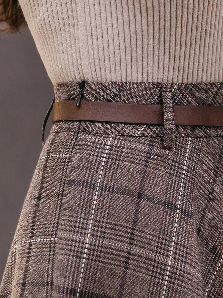 秋冬韩版复古格子遮胯显瘦半身裙 离题服饰半身裙